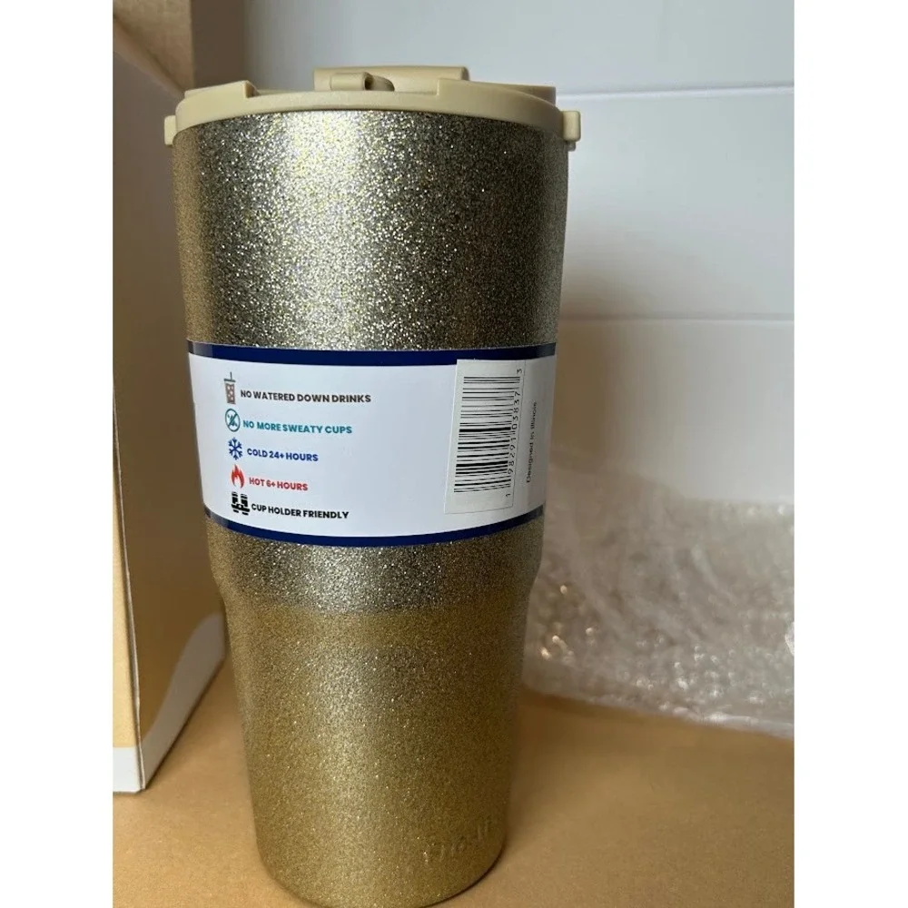 Frost Buddy To-Go Buddy Universal Cup Insulator Champagne Glitz Gold Glitter